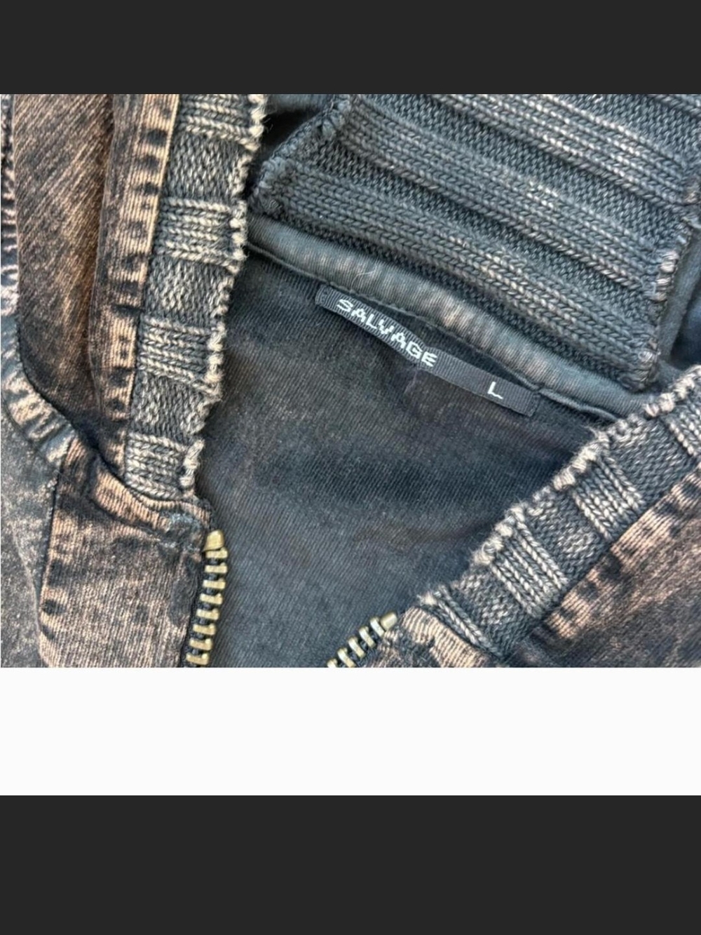 Salvage Brown Distressed Washed Zip UP Ribbed Jacket. L - Picture 5 of 7